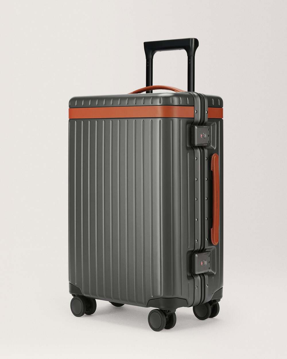 Carl Friedrik Carry-On Hybrid Suitcase 41L Grey/Cognac NEW Authentic